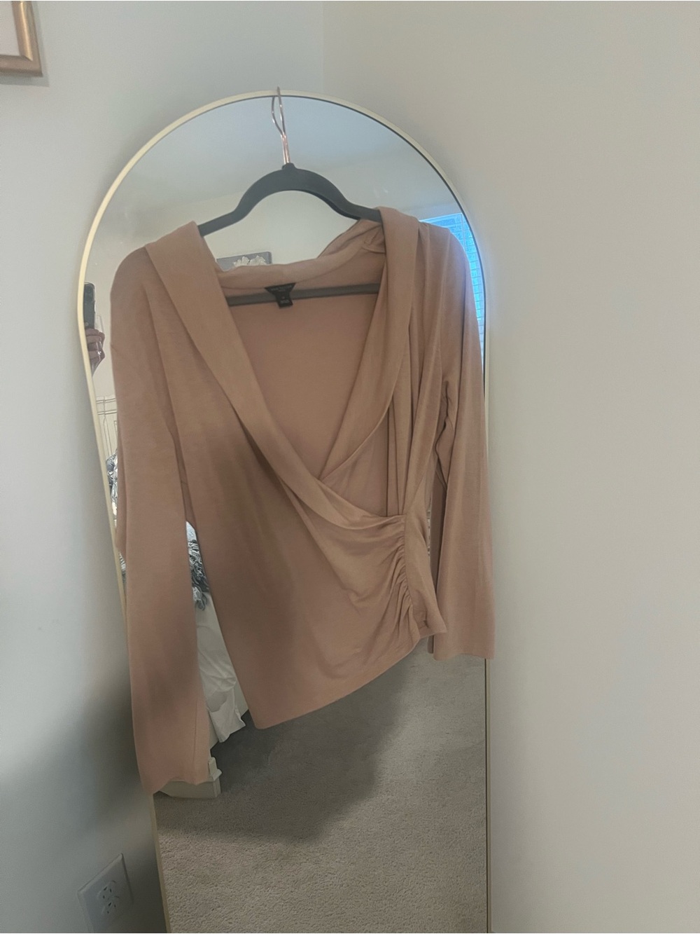 Ann Taylor Nude Draped Ruched Long-Sleeve Top